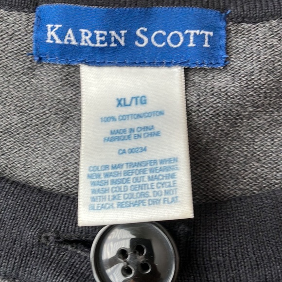 Gray and black zebra print Karen Scott cardigan - Picture 5 of 8